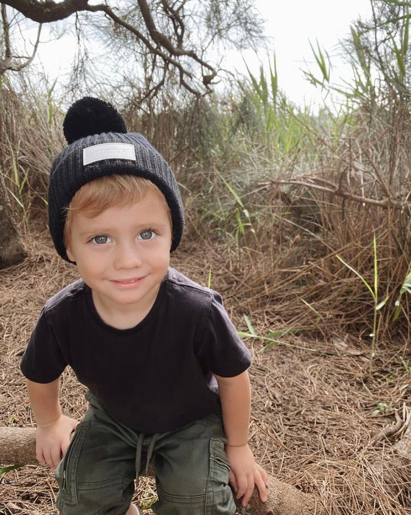 Black Beanie with PomPom