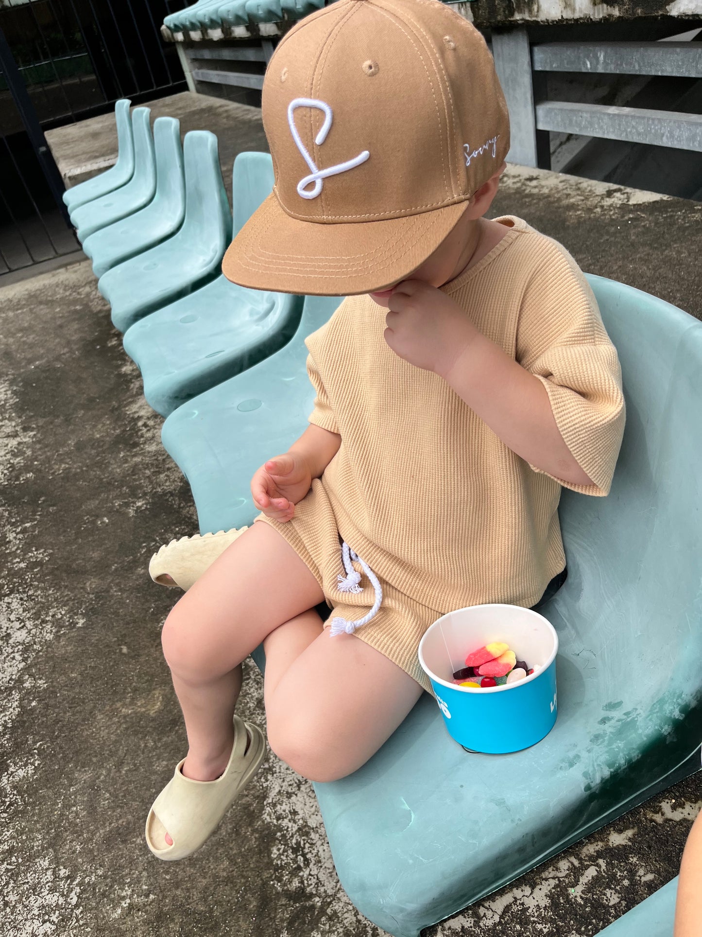 Tan and White Snapback