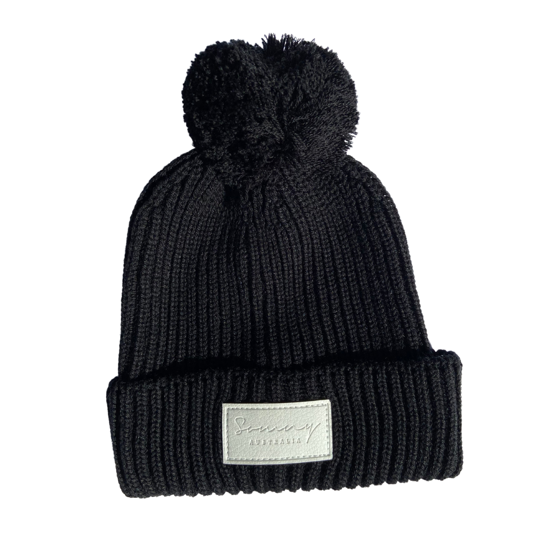 Black Beanie with PomPom