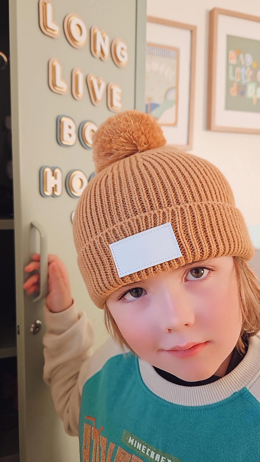 Tan Beanie with PomPom