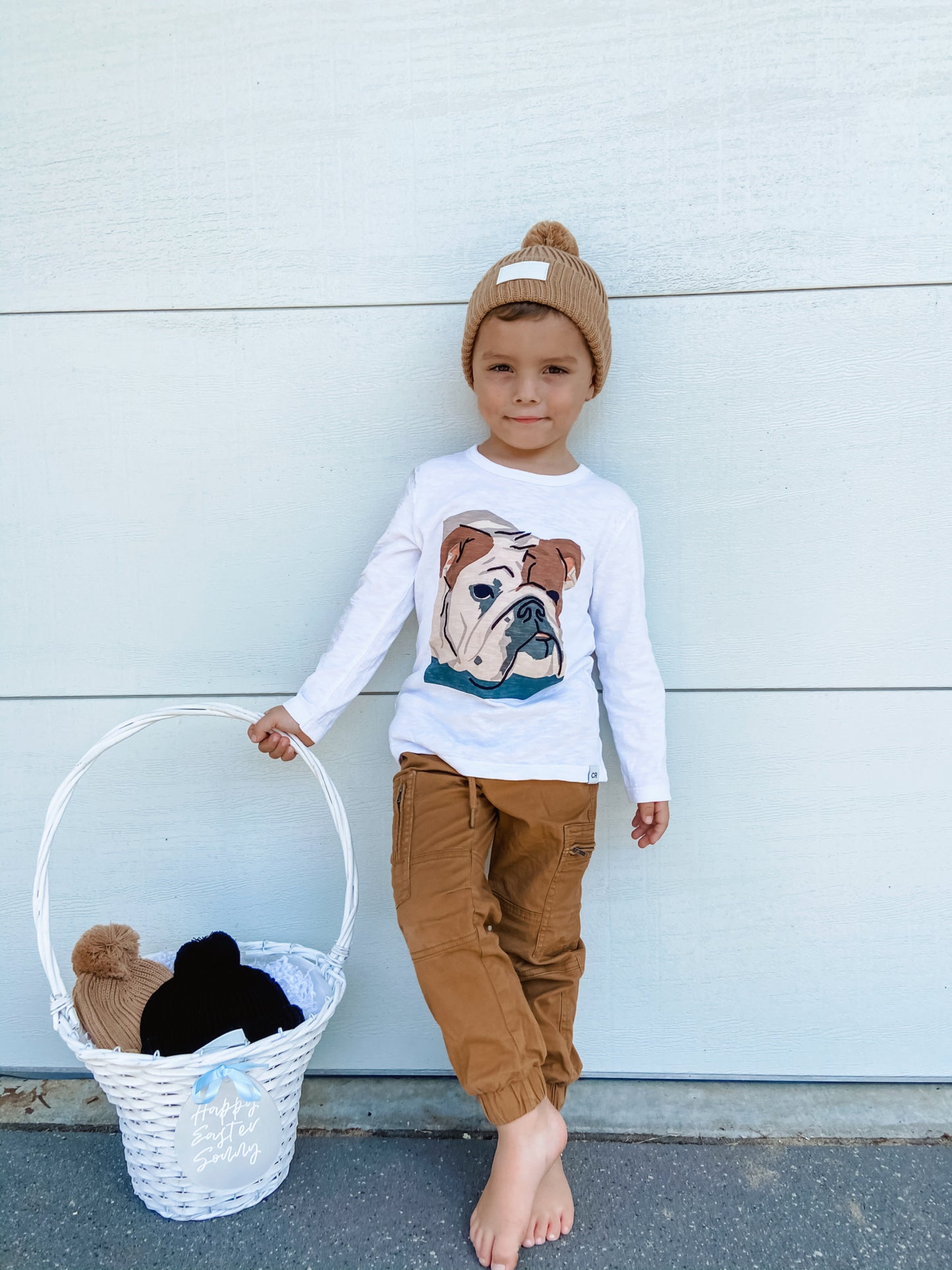 Tan Beanie with PomPom