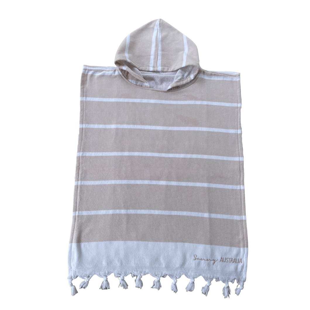 Hooded poncho (beige)