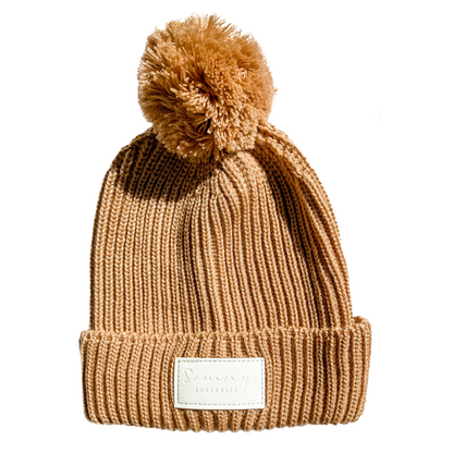 Tan Beanie with PomPom